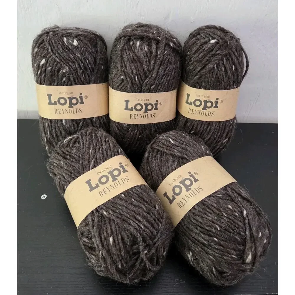 Lot 5 Lopi Icelandic Wool Yarn Charcoal Gray Tweed Bulky Reynolds